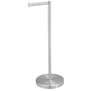 BWE Round Free Standing Toilet Paper Holder Weighted Base Brushed Nickel
