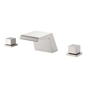 FLG 2-Handle Tub Deck Mount Roman Tub Faucet in Brushed Nickel