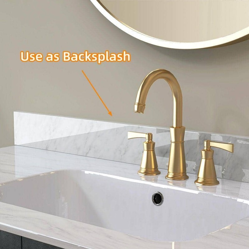 NTQ 43" W Real Marble Vanity Backsplash Carrara White - Image 2