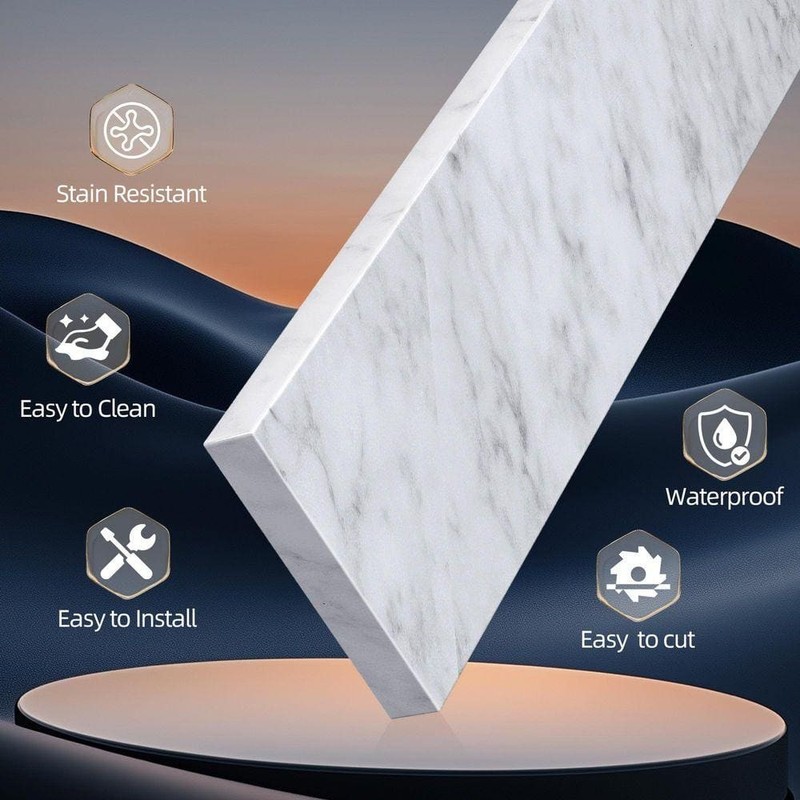 NTQ 43" W Real Marble Vanity Backsplash Carrara White - Image 3