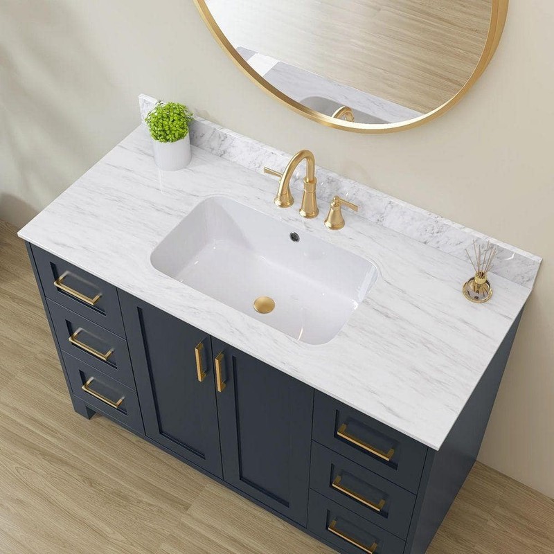 NTQ 43" W Real Marble Vanity Backsplash Carrara White - Image 4