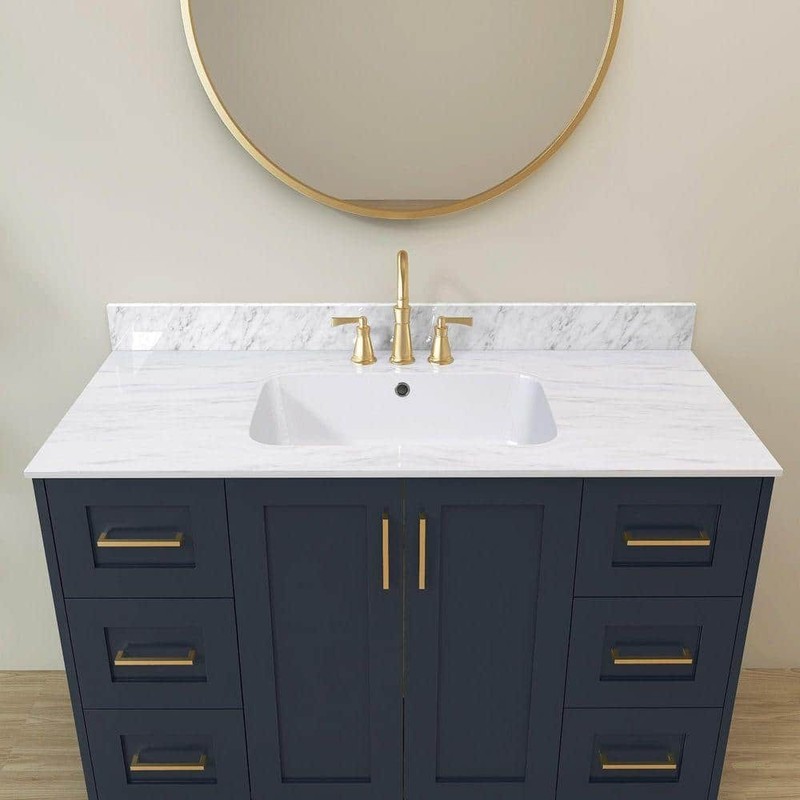 NTQ 43" W Real Marble Vanity Backsplash Carrara White - Image 5