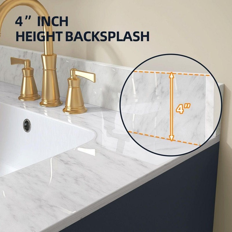 NTQ 43" W Real Marble Vanity Backsplash Carrara White - Image 8