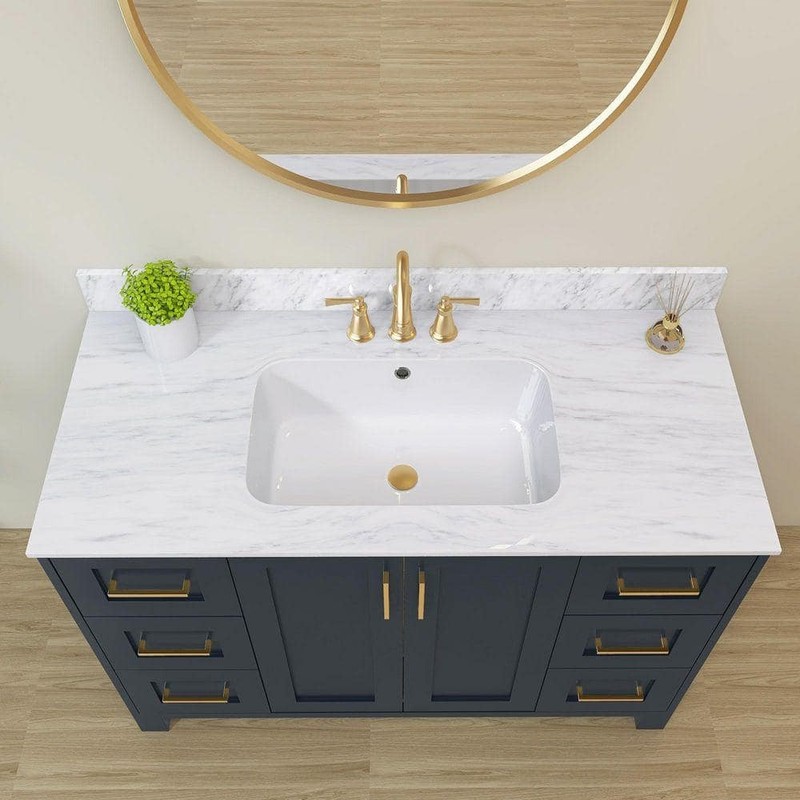 NTQ 43" W Real Marble Vanity Backsplash Carrara White - Image 11