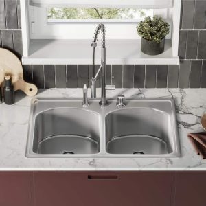 Swiss Madison Stainless Steel 33 in. Double Bowl , Drop-In Kitchen Sink