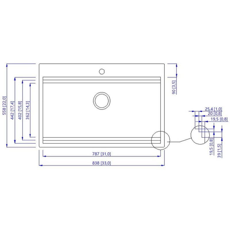 AKDY Matte Black Stainless Steel 33" x 22" Single Bowl Drop-in Kitchen Sink - Image 8