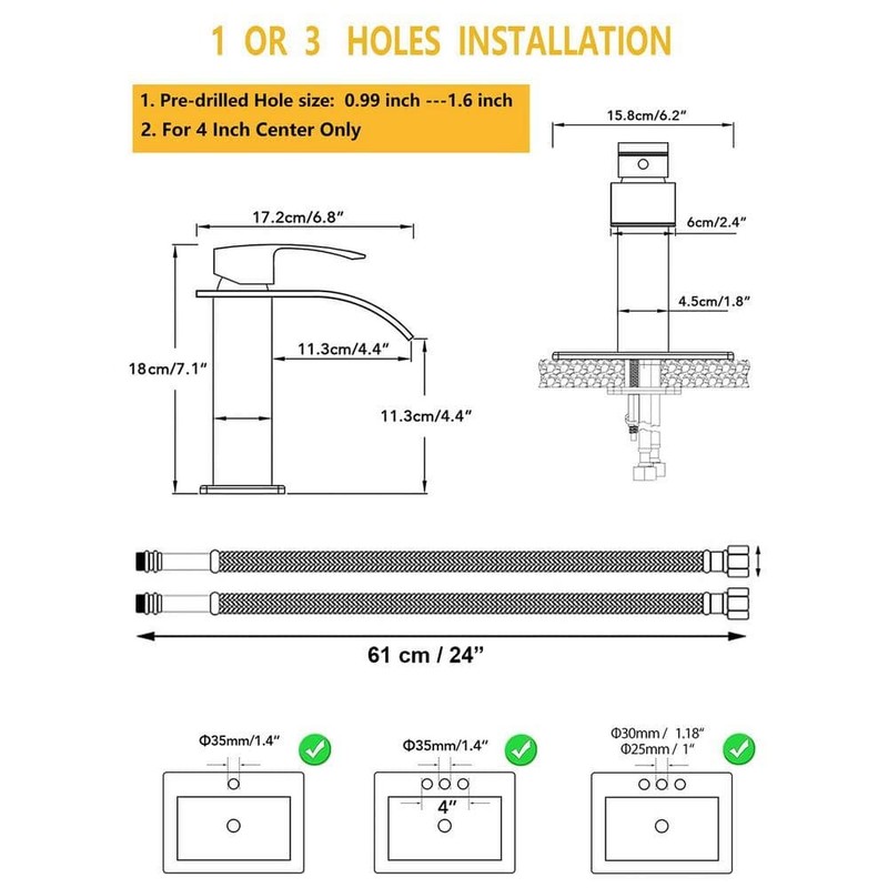 MTTCLE Single Handle Waterfall Bathroom Faucet Brushed Nickel with Deckplate - Image 6