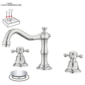 BWE 8 in. Widespread 2-Handle Bathroom Faucet Polished Chrome with Drain Kit