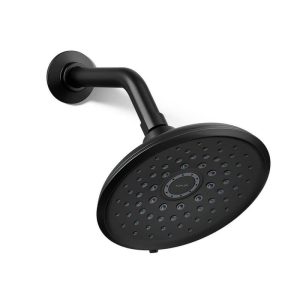 KOHLER Cursiva 6.75 in. Wall Mount Fixed Showerhead Matte Black 3-Spray
