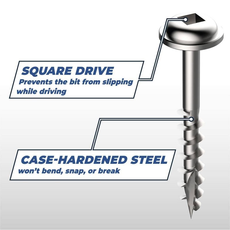Kreg #8 x 1-1/4 in Square Drive Round Head Coarse Pocket Hole Screws 250 Pack - Image 5