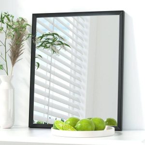 KeonJinn 16x20 in. Rectangle Aluminum Framed Bathroom Vanity Mirror Black