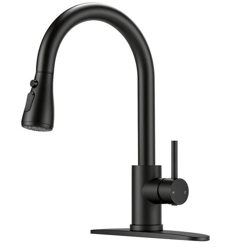 AKLFGN Single Handle Pull Down Kitchen Faucet Matte Black
