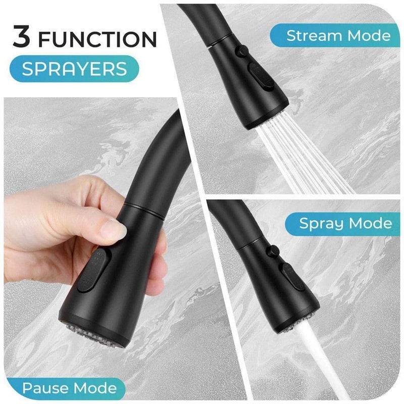 AKLFGN Single Handle Pull Down Kitchen Faucet Matte Black - Image 4