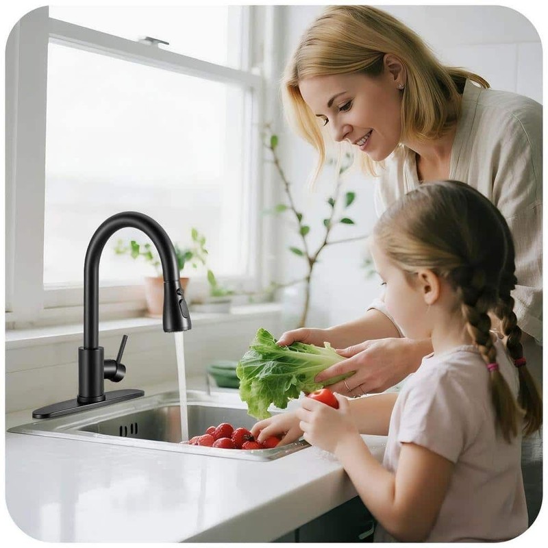 AKLFGN Single Handle Pull Down Kitchen Faucet Matte Black - Image 7