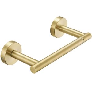 HOMEMYSTIQUE Wall Mounted Double Post Toilet Paper Holder Brushed Gold