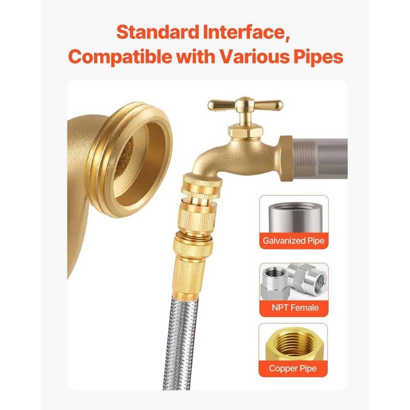 VEVOR 3/4 in. MIP x 3/4 in. MHT Heavy Duty Brass Hose Bibb Valve Set - Image 6