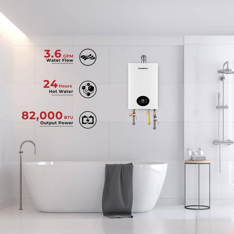 CAMPLUX Climatech 3.6 GPM 82,000 BTU Propane Tankless Water Heater White - Image 5
