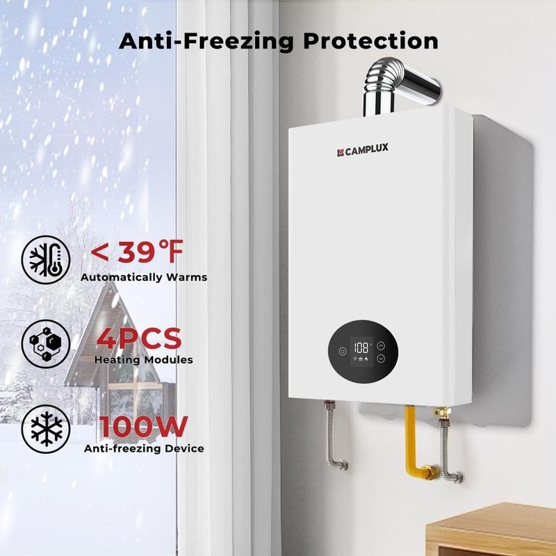 CAMPLUX Climatech 3.6 GPM 82,000 BTU Propane Tankless Water Heater White - Image 7