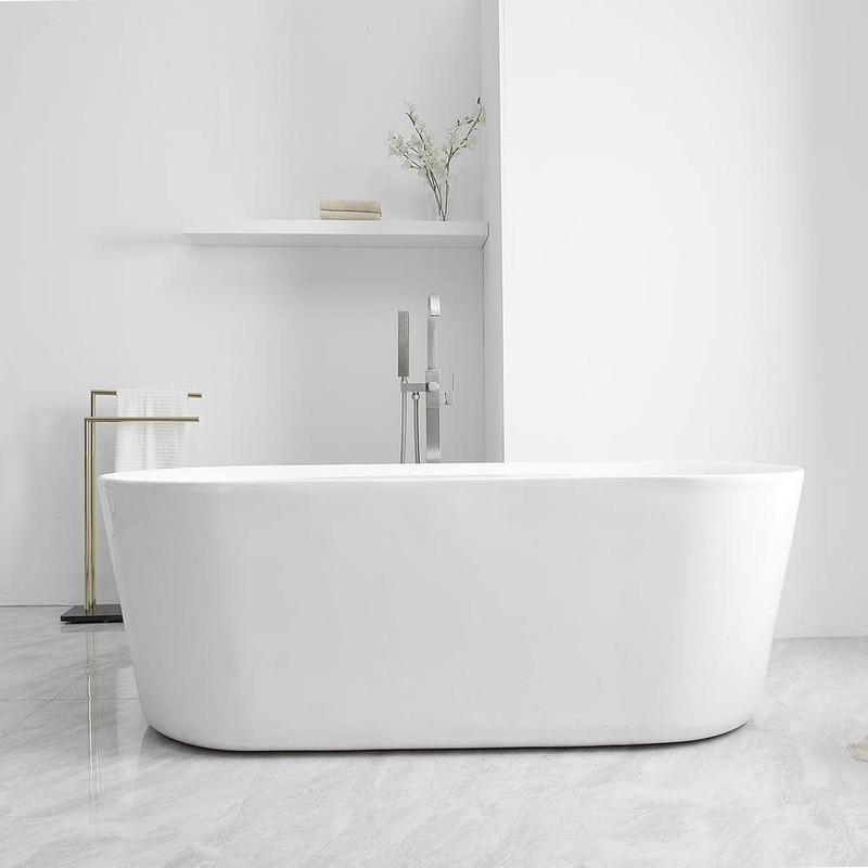 BWE Waterfall Freestanding Tub Faucet Bathtub Filler Brushed Nickel - Image 2