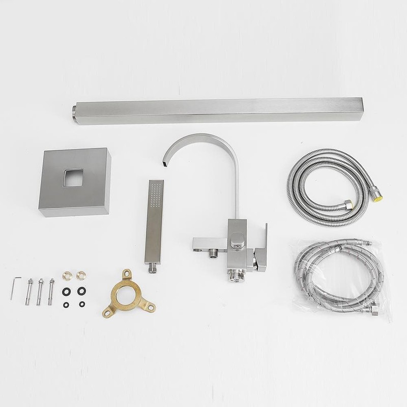 BWE Waterfall Freestanding Tub Faucet Bathtub Filler Brushed Nickel - Image 10