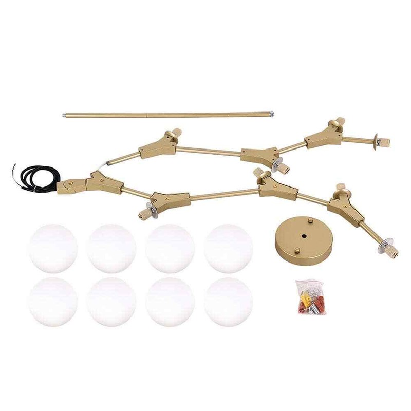 HUOKU CEDER 8-Light Brass Mid-century Linear Island Branch Modern Chandelier - Image 3