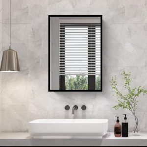 ZXDDMS 16" W x 24" H Rectangular Iron Framed Bathroom Medicine Cabinet Mirror