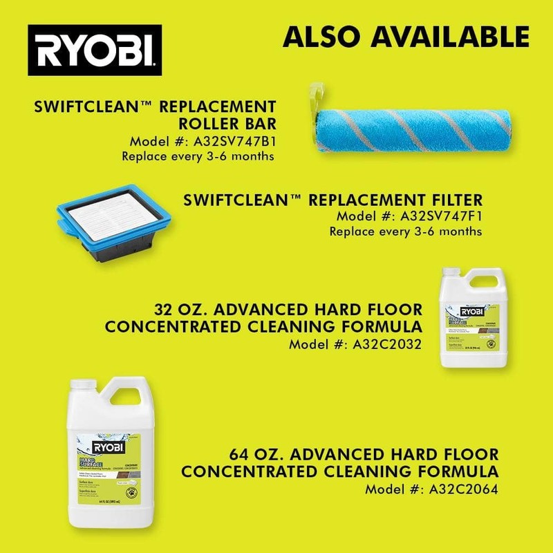 RYOBI ONE+ HP 18V SWIFTClean Wet Dry Stick Mop Vacuum Kit 4.0Ah Battery Charger - Image 12