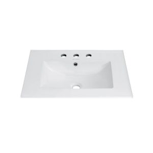 Swiss Madison 24 in. White Ceramic Vanity Top 8 in. Widespread Faucet Holes