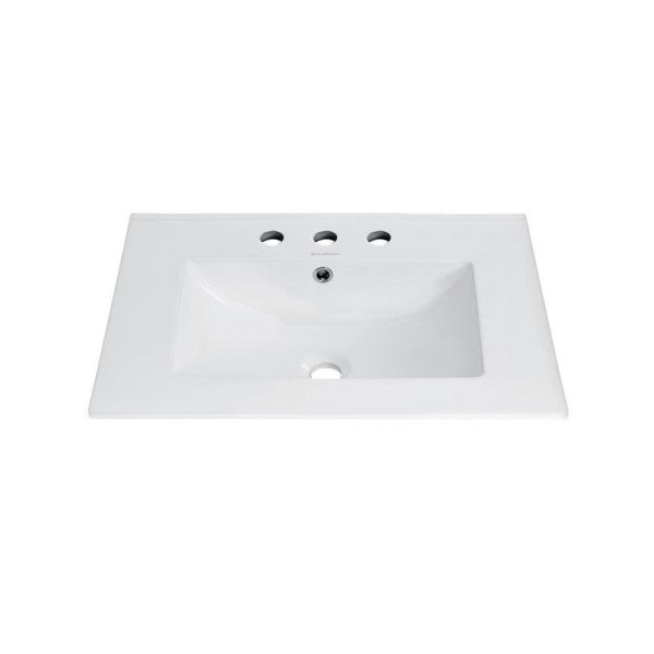 Swiss Madison 24 in. White Ceramic Vanity Top 8 in. Widespread Faucet Holes