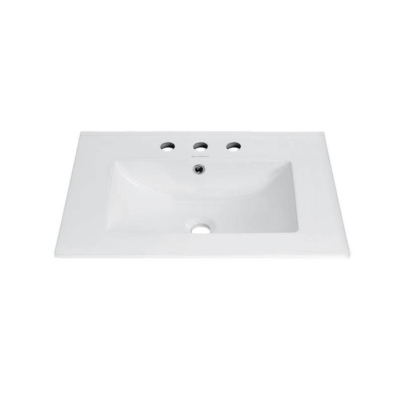 Swiss Madison 24 in. White Ceramic Vanity Top 8 in. Widespread Faucet Holes
