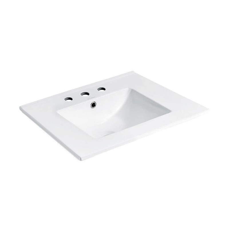 Swiss Madison 24 in. White Ceramic Vanity Top 8 in. Widespread Faucet Holes - Image 4