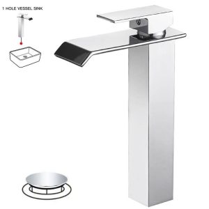 BWE Single Hole Bathroom Vessel Sink Faucet Pop Up Drain Polished Chrome