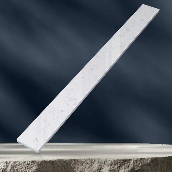 NTQ 42 in. Engineered Stone Vanity Backsplash 4 in. Carrara White