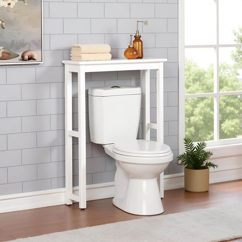 Alaterre Furniture Dorset 27 in. W Toilet Base Storage Shelf in White - Image 4