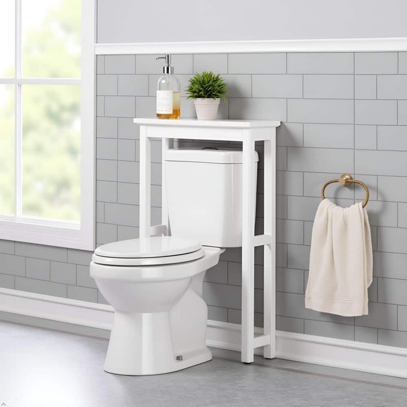 Alaterre Furniture Dorset 27 in. W Toilet Base Storage Shelf in White - Image 6