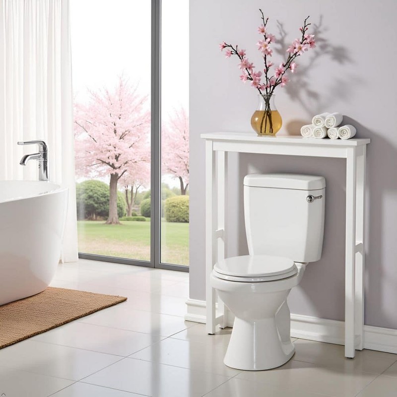 Alaterre Furniture Dorset 27 in. W Toilet Base Storage Shelf in White - Image 7