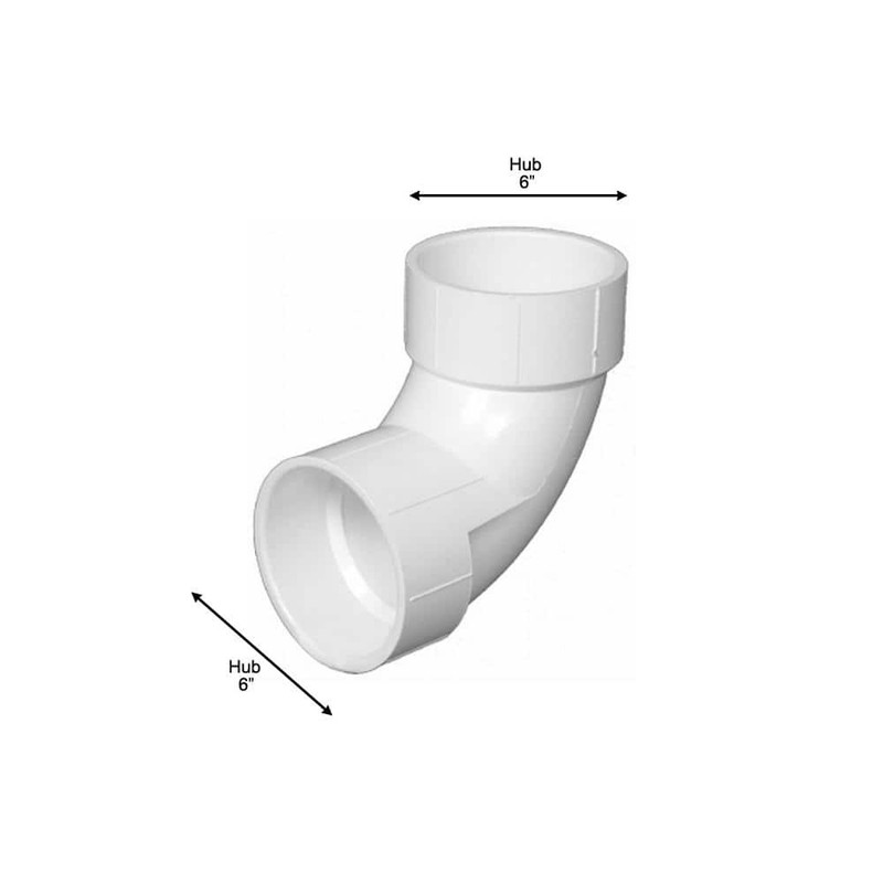 Charlotte Pipe 6 in. PVC DWV 90 Hub x Hub Elbow Fitting - Image 5