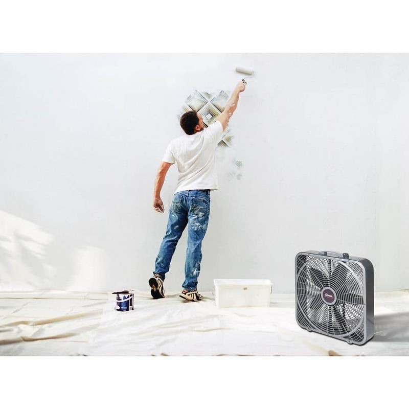 Lasko Power Plus 20" 3-Speed Box Fan,Gray,Weather Shield, 2000 CFM, Carry Handle - Image 8