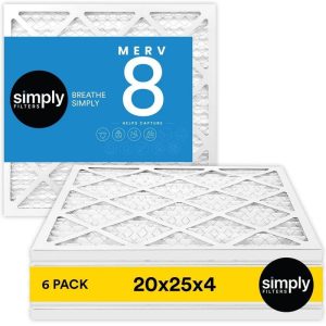 Simply 20 in. x 25 in. x 4 in. MERV 8 FPR 5 Pleated Furnace Air Filter (6-Pack)