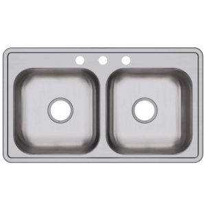 Elkay Dayton 33" Drop-in Double Bowl 22-Gauge Stainless Steel Sink