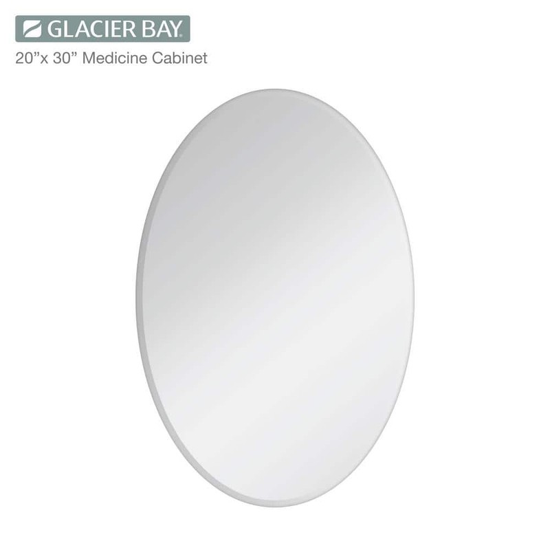 Glacier Bay 20x30 Frameless Bathroom Cabinet Beveled Mirror White - Image 7