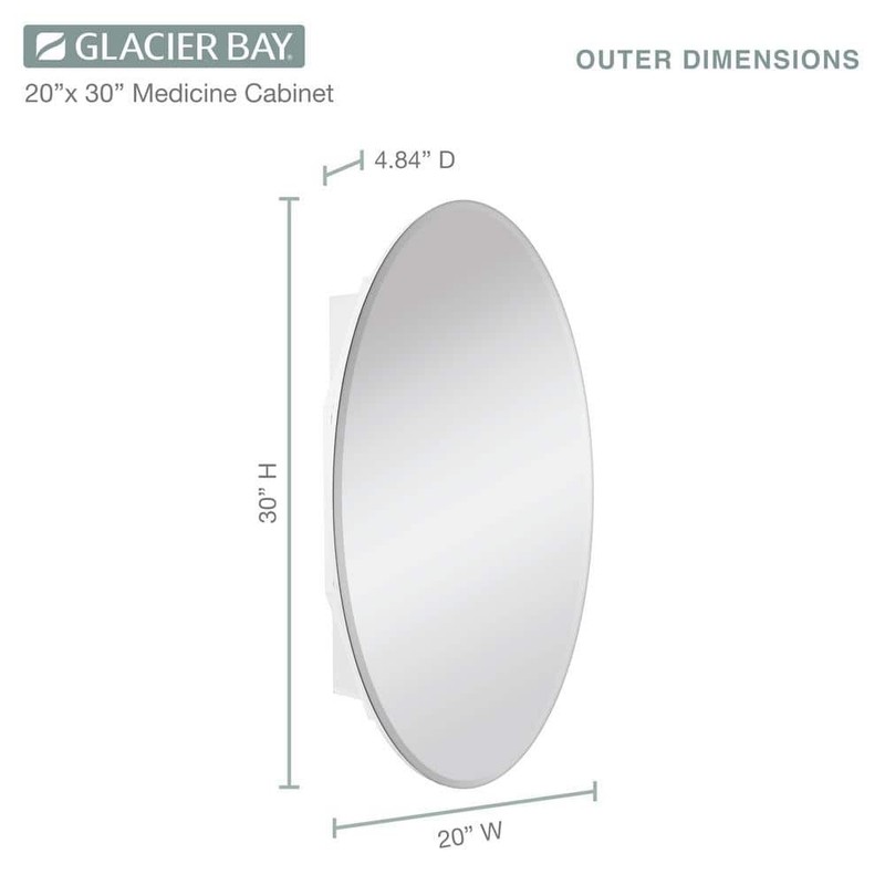 Glacier Bay 20x30 Frameless Bathroom Cabinet Beveled Mirror White - Image 8