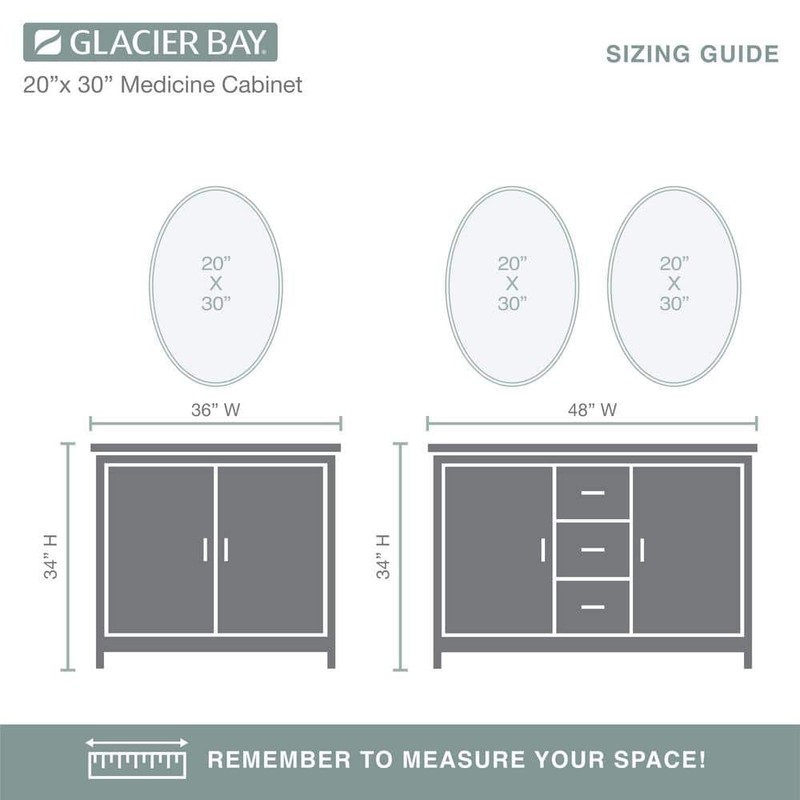 Glacier Bay 20x30 Frameless Bathroom Cabinet Beveled Mirror White - Image 10
