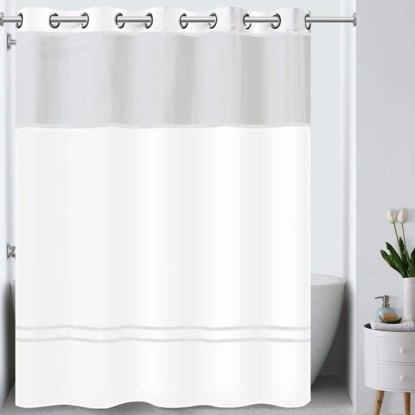 Glacier Bay 71 in. x 74 in. White Fabric InstaCurtain