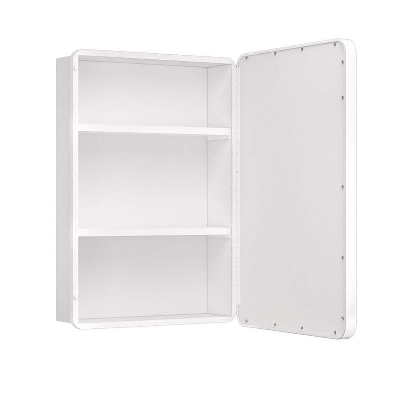 KeonJinn 20" W x 32" H White Stainless Steel Framed Medicine Cabinet with Mirror - Image 2