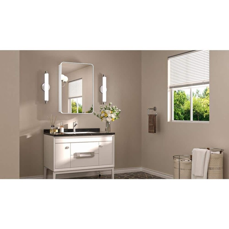 KeonJinn 20" W x 32" H White Stainless Steel Framed Medicine Cabinet with Mirror - Image 10