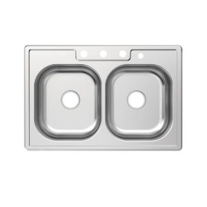 Glacier Bay 33" Drop-In 50/50 Double Bowl 20 Gauge Stainless Steel Sink