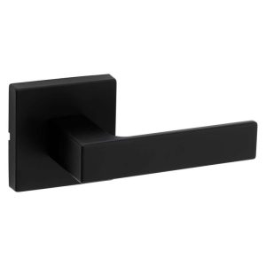 Kwikset Singapore Square Matte Black Hall/Closet Door Handle with Microban