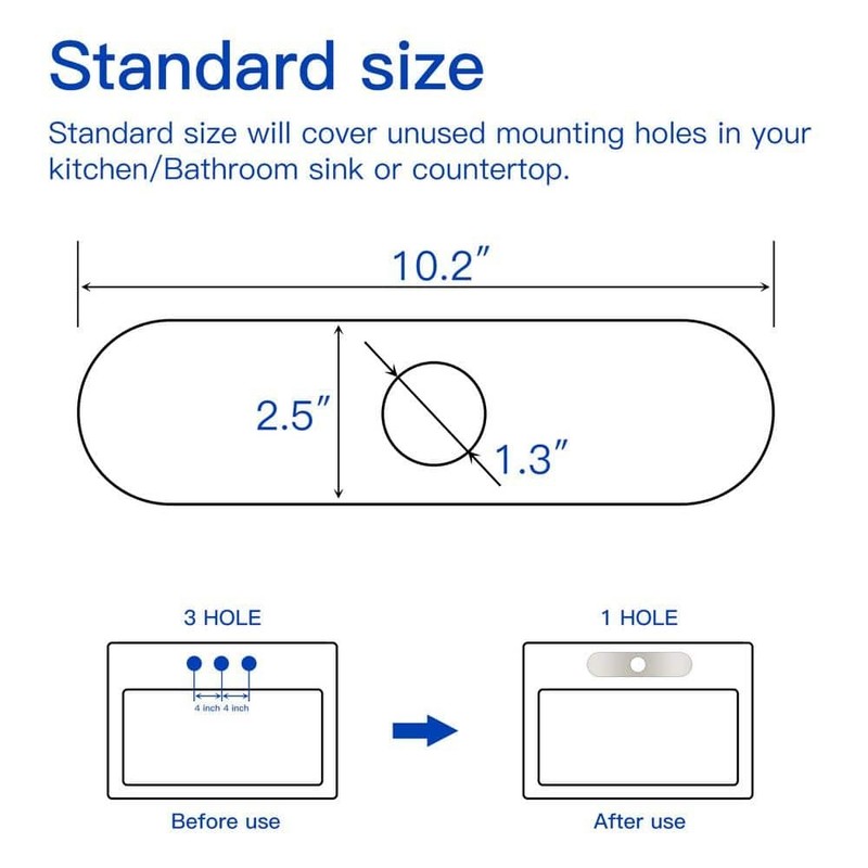 BWE Brass Kitchen Sink Faucet Hole Cover Deck Plate Escutcheon Brushed Nickel - Image 8