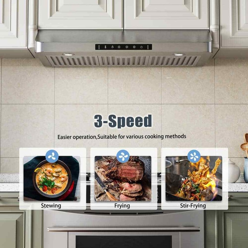 VIKIO 30 in. 900CFM Ducted Under Cabinet Range Hood in Stainless Steel w/3-Way - Image 3